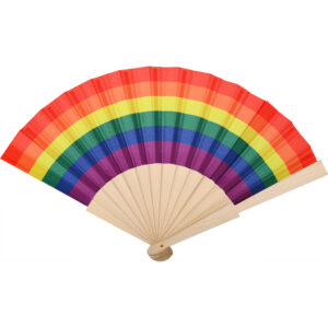 (UV038) VENTAGLIO ARCOBALENO IN RPET E LEGNO
